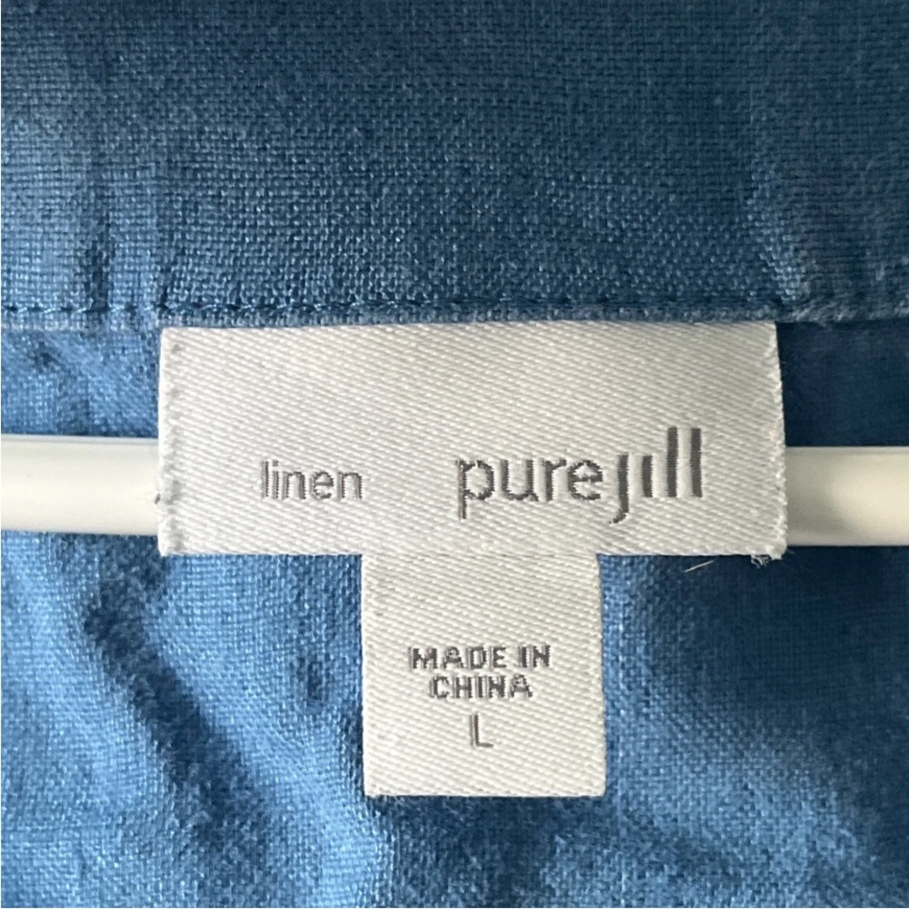 J.Jill Purejill Linen & Tencel A-Line Dress in Blue Simple Modest Size Large - Picture 4 of 8